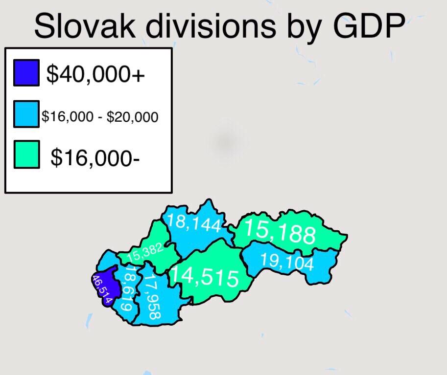 Map Slovak Divisions by GDP Infographic.tv Number one