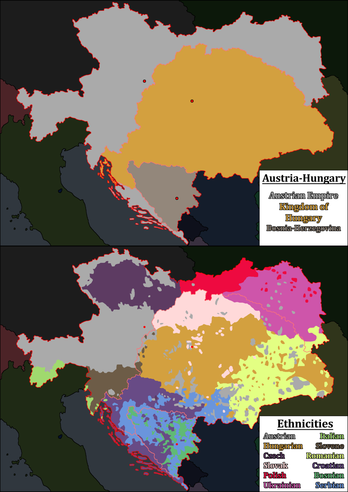Map : The Austro-Hungarian Empire in 1914 - Infographic.tv - Number one infographics & data Data 
