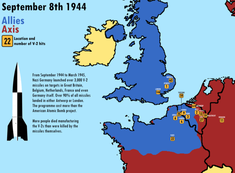 Map The German V 2 Missile Program During Ww2 Infographic Tv Number One Infographics Data Data Visualization Source