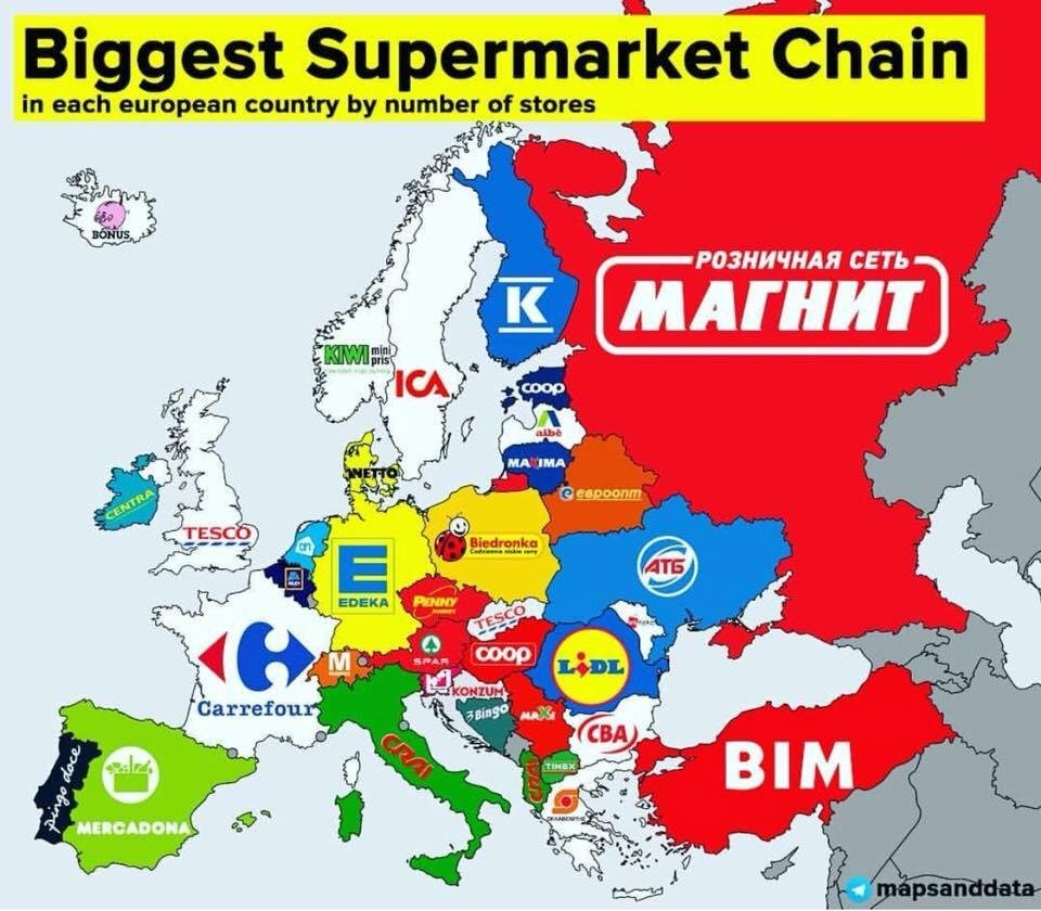 Map The Biggest Supermarket Chain In Each European Country 