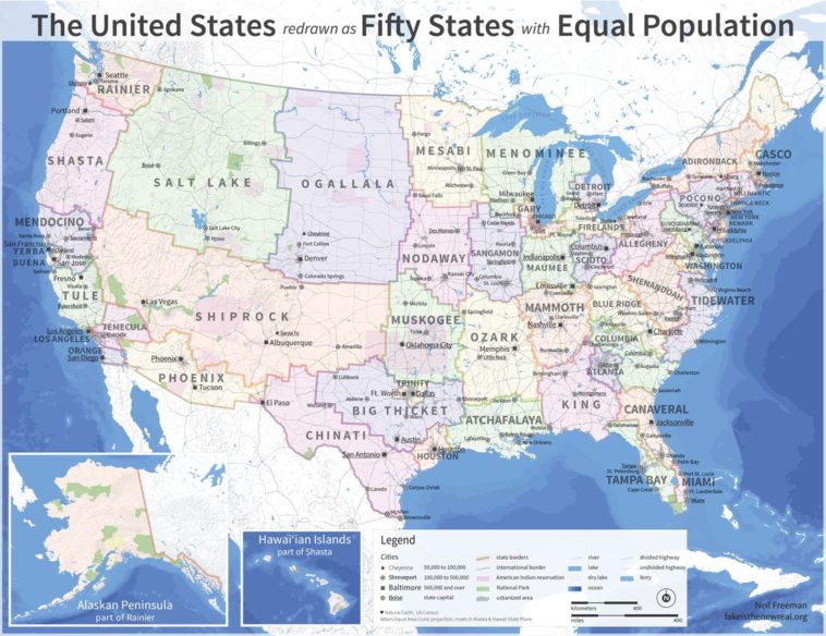 Map : US Equal Population Map - Infographic.tv - Number one ...