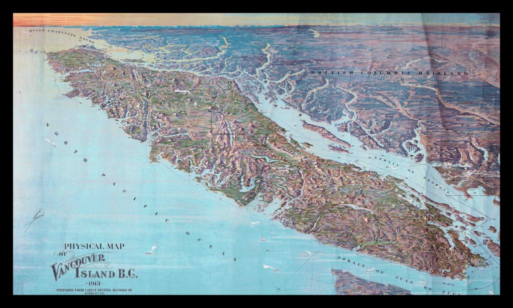 Map : Vancouver Island, physical map 1913 [5700x3423] - Infographic.tv