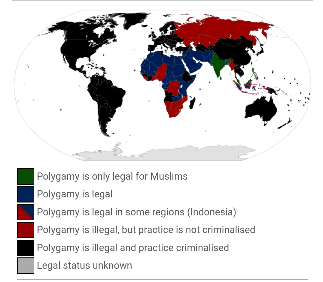 Map Legality Of Polygamy 
