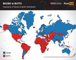 Visual : Boobs vs Butts Worldwide – Infographic.tv – Number one