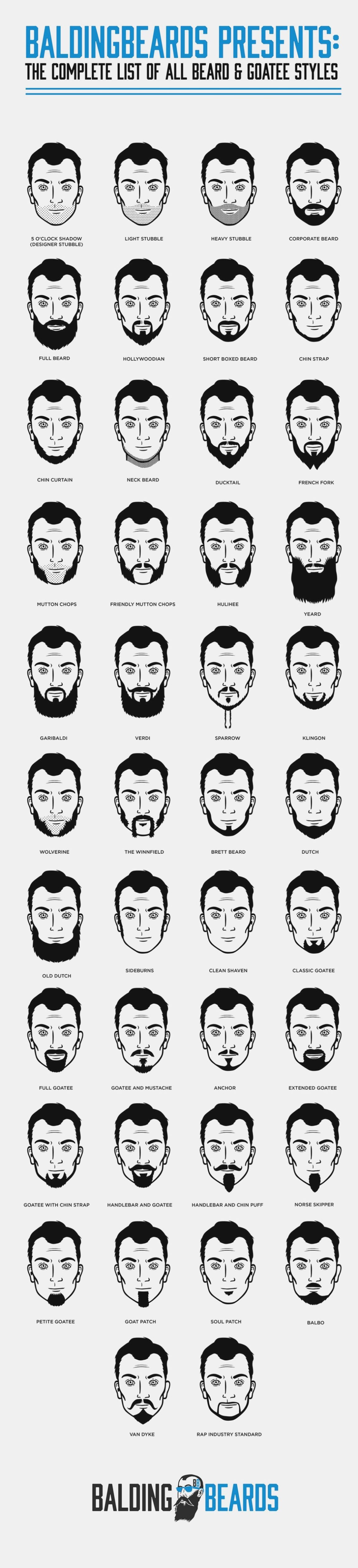 Visual Guide to different beard styles for men Infographic.tv