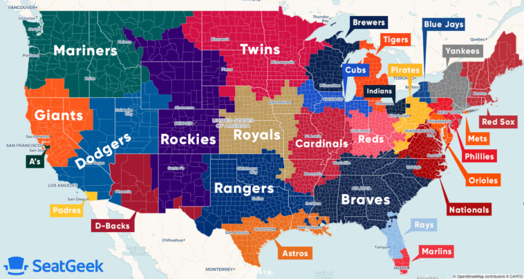 Visual : Map of MLB “fandom” across the US - Infographic.tv - Number ...