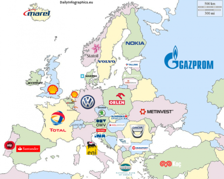 Map Biggest company in each country. Infographic.tv Number one