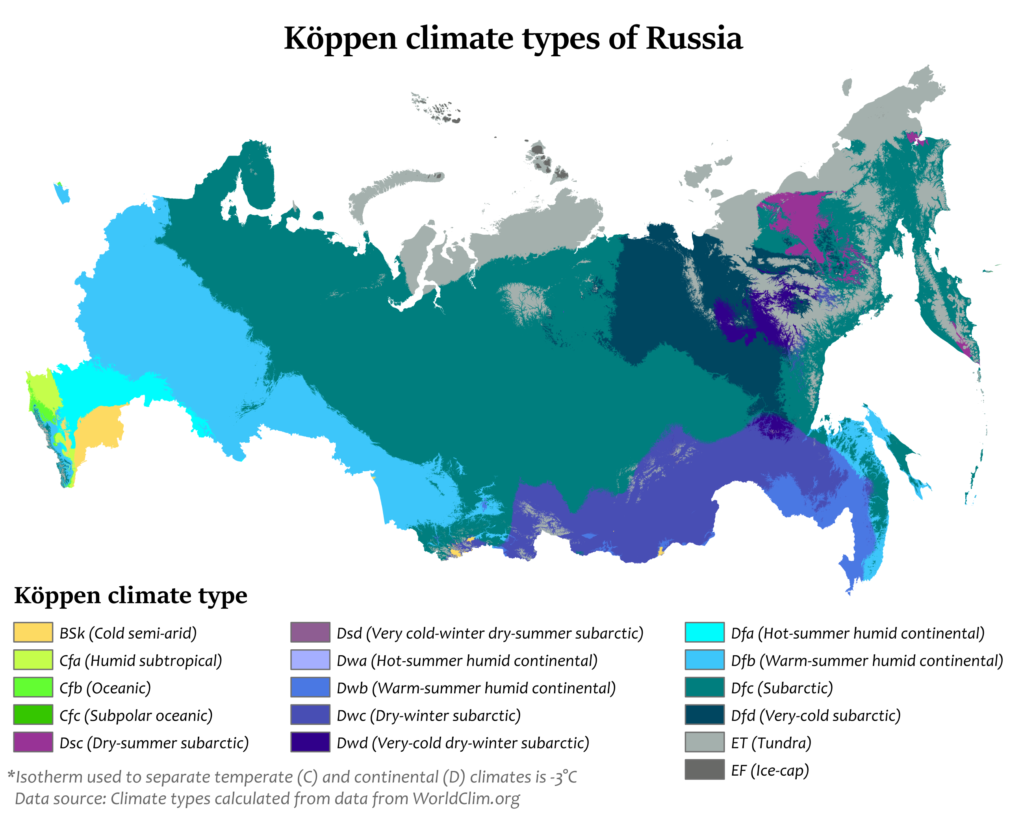 Map : Climate zones of Russia - Infographic.tv - Number one