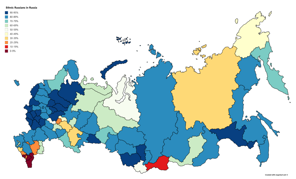 Map : Ethnic Russians in Russia – Infographic.tv – Number one
