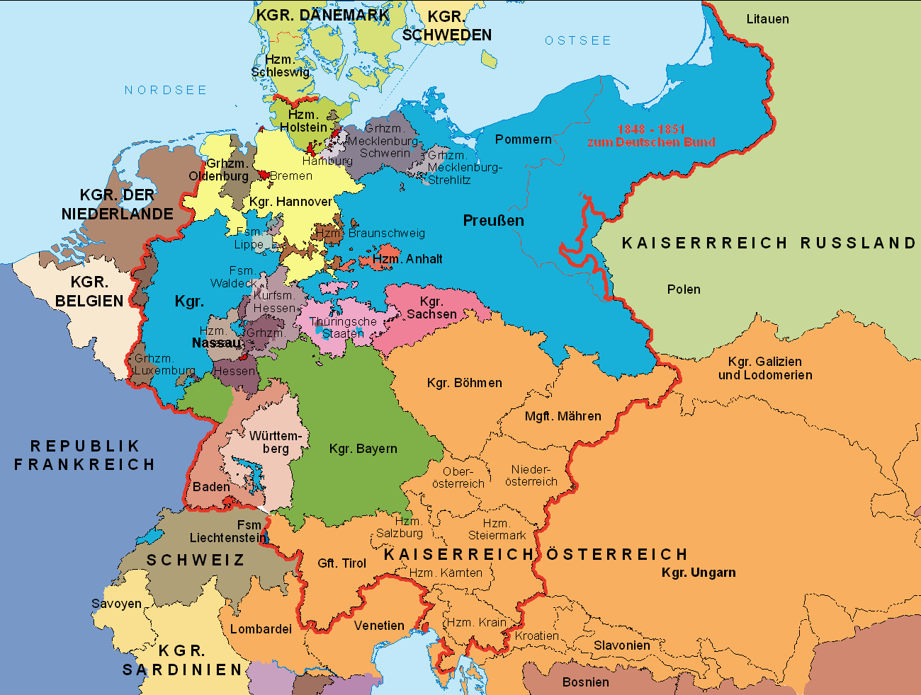 Map : German Confederation 1815-1866 - Infographic.tv - Number one