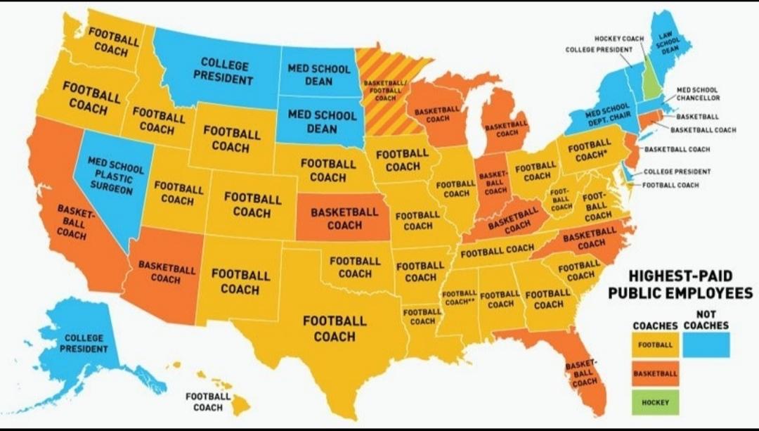 Map Highest paid public employee by state Infographic.tv Number