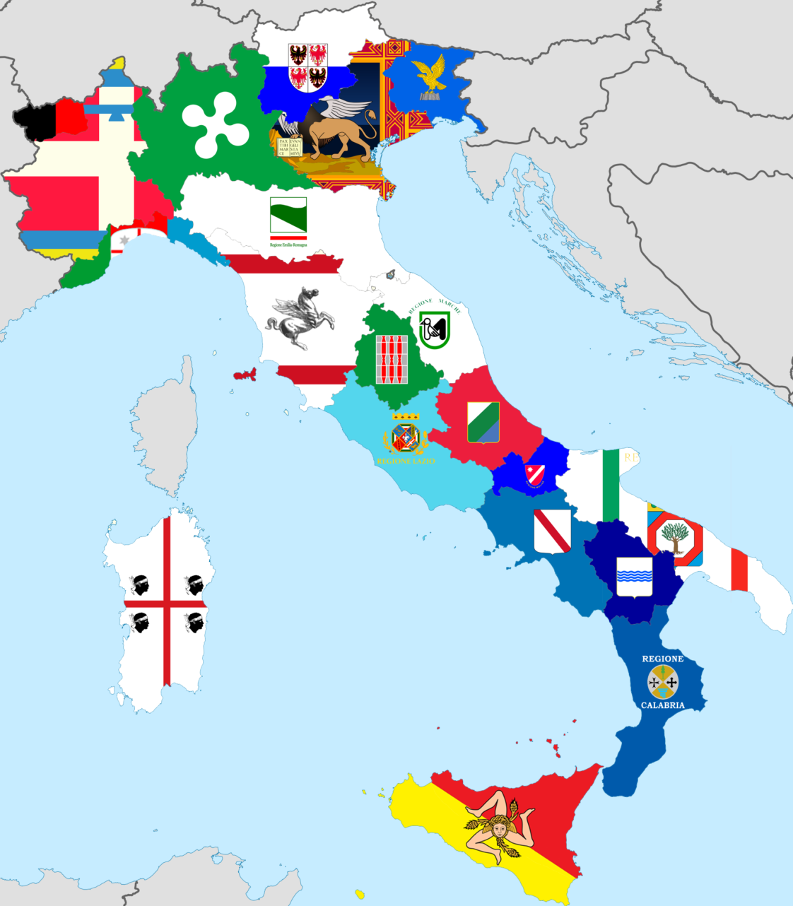 Map Italian Regions With Their Own Flags Infographictv Number One Infographics And Data