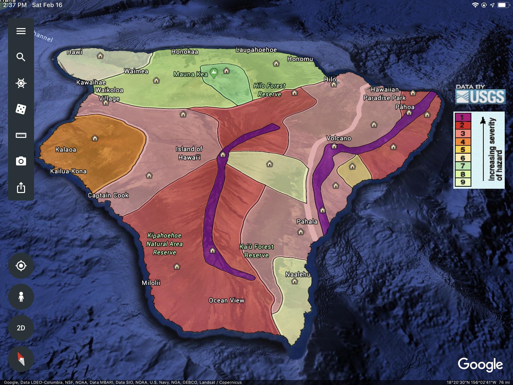 Hawaii Island Lava Zone Map