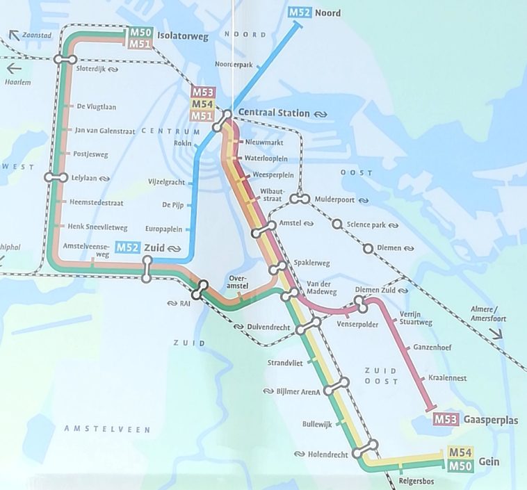 Map Map Of The Amsterdam Metro Infographic Tv Number One Infographics Data Data Visualization Source