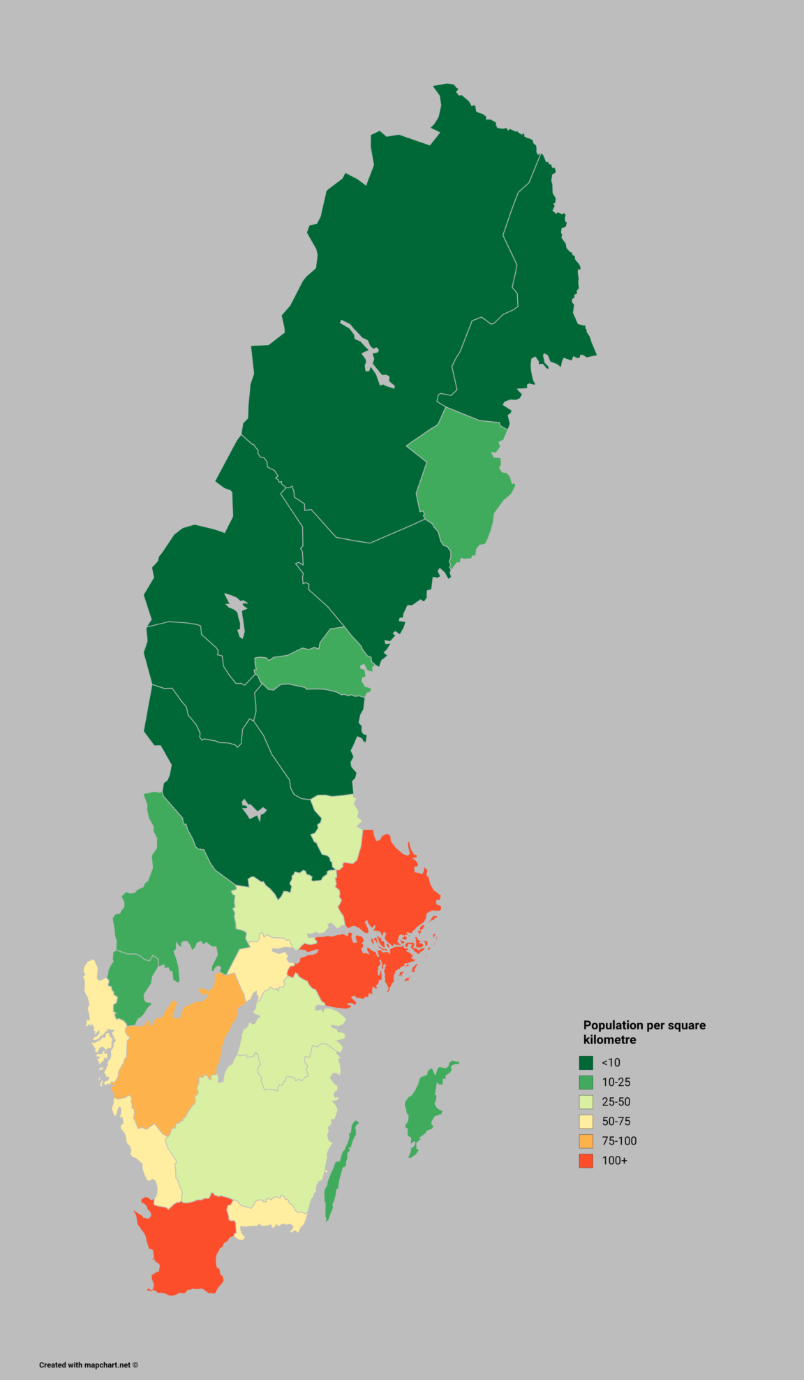 Map Population density of Sweden Infographic.tv Number one