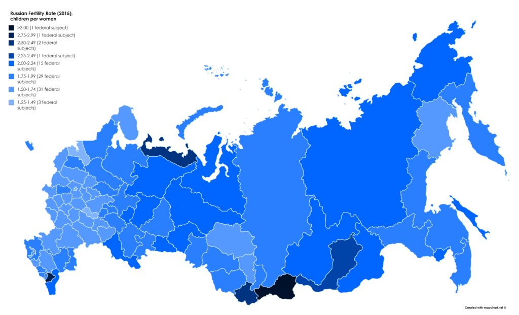 Map : Russian Fertility Rate (2015) - Infographic.tv - Number one ...