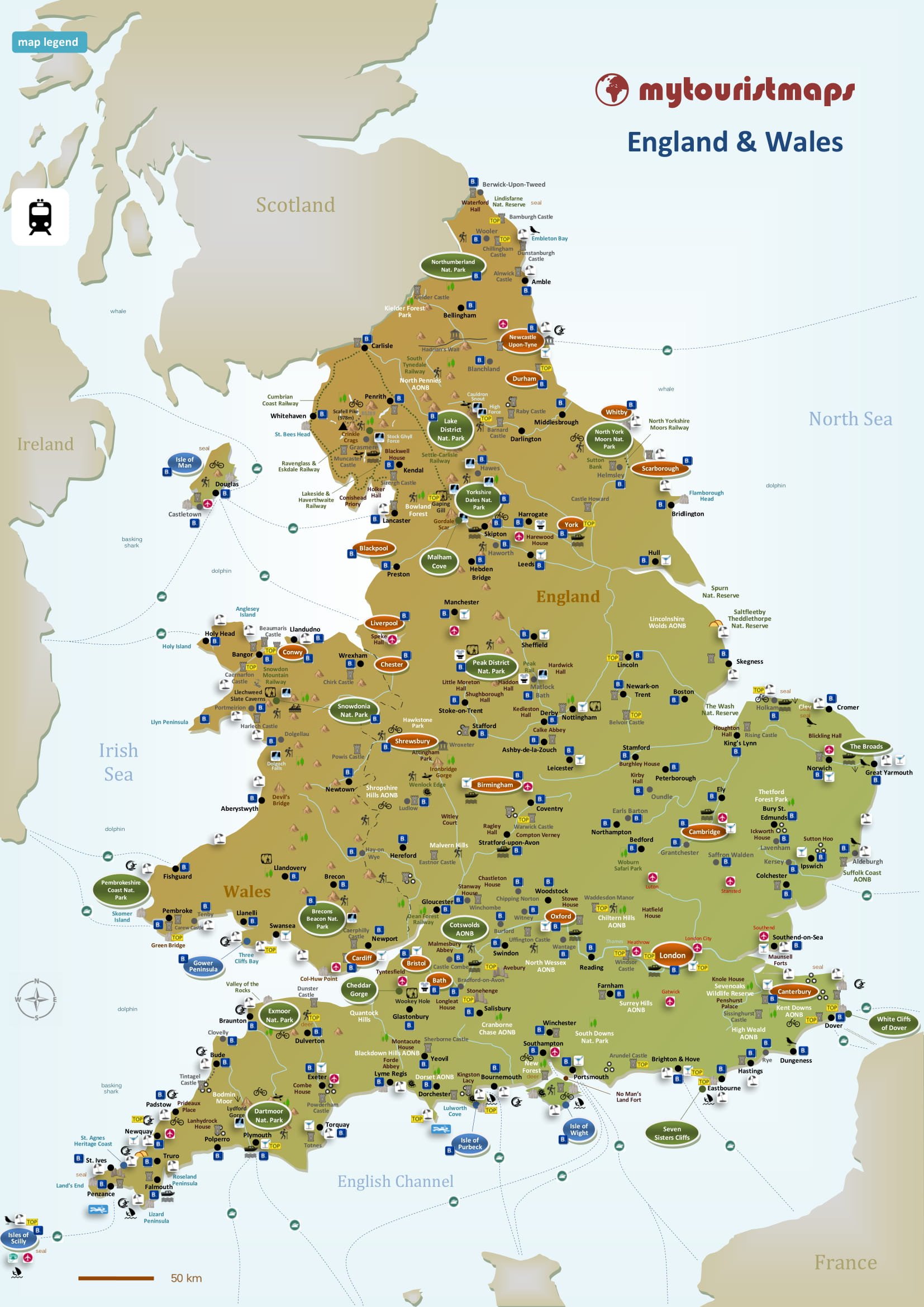 Map : Travel and tourist map of England & Wales - Infographic.tv ...