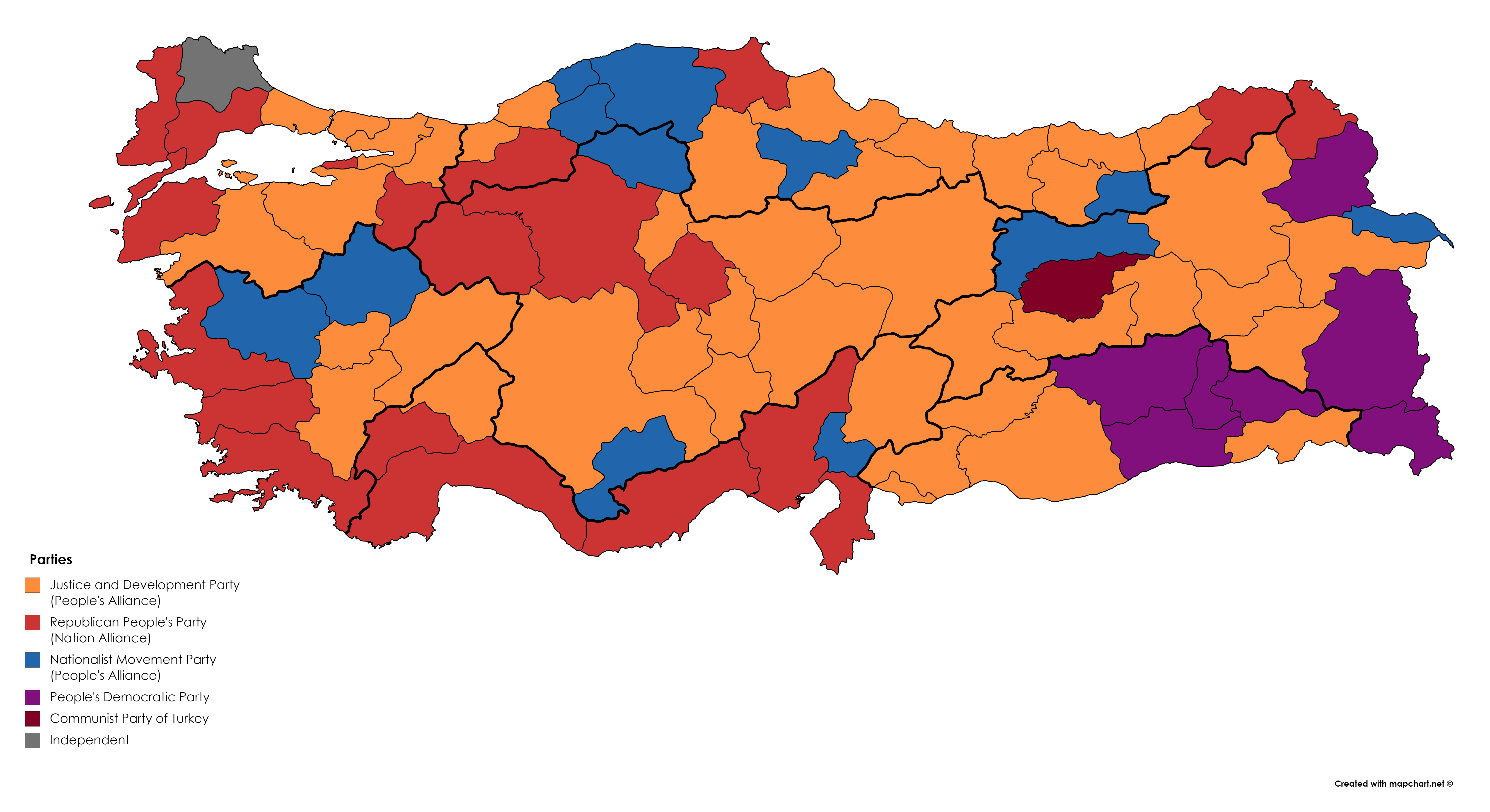 Map Turkish Municipal Elections 2019, as of 2321 Infographic.tv
