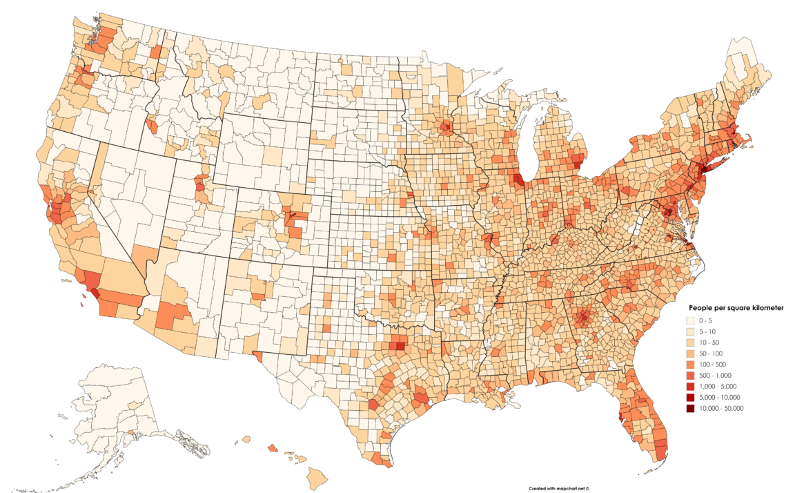 us county population density 2017 map