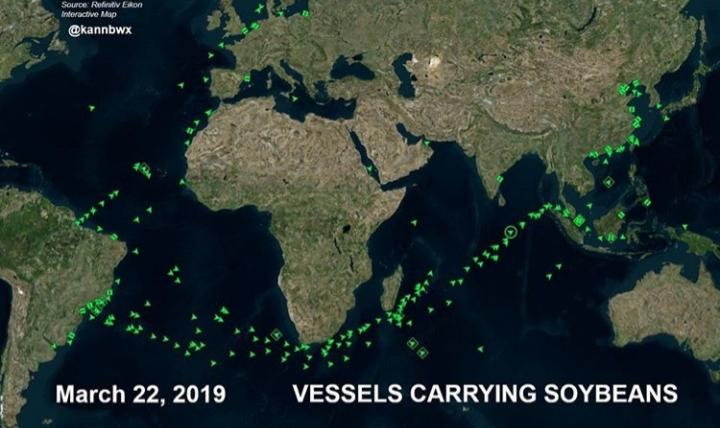 Map : Vessels carrying soybeand - Infographic.tv - Number one ...