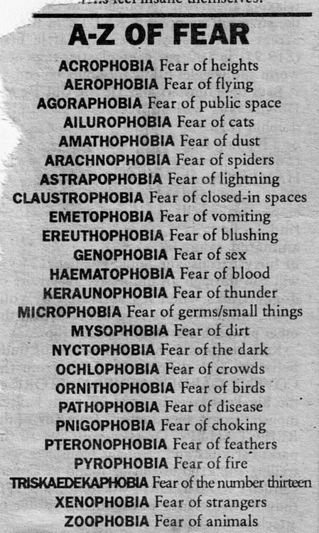 What Are The Phobias Names