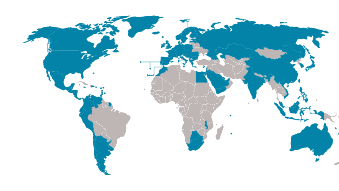 Map All countries that support Paypal.me Infographic.tv Number