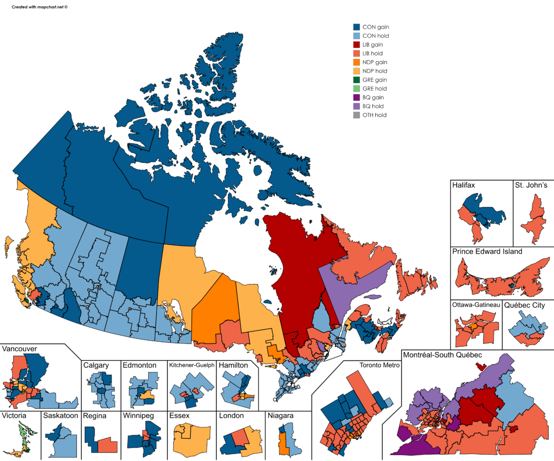 Map Canada 2019 Election Projection If Held Today 6600x5500 OC   Map Canada 2019 Election Projection If Held Today 6600x5500 1122x935 