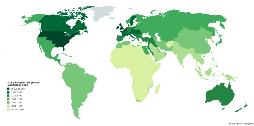 Map : GDP per capita 1815 (Source: Maddison project) - Infographic.tv ...