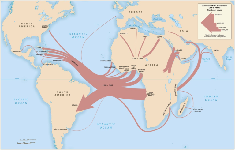 Map : Overview of the Slave Trade out of Africa, 1500-1900 ...