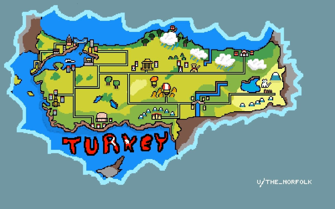 Map : Pixel art map of Turkey (OC) - Infographic.tv - Number one infographics & data Data 