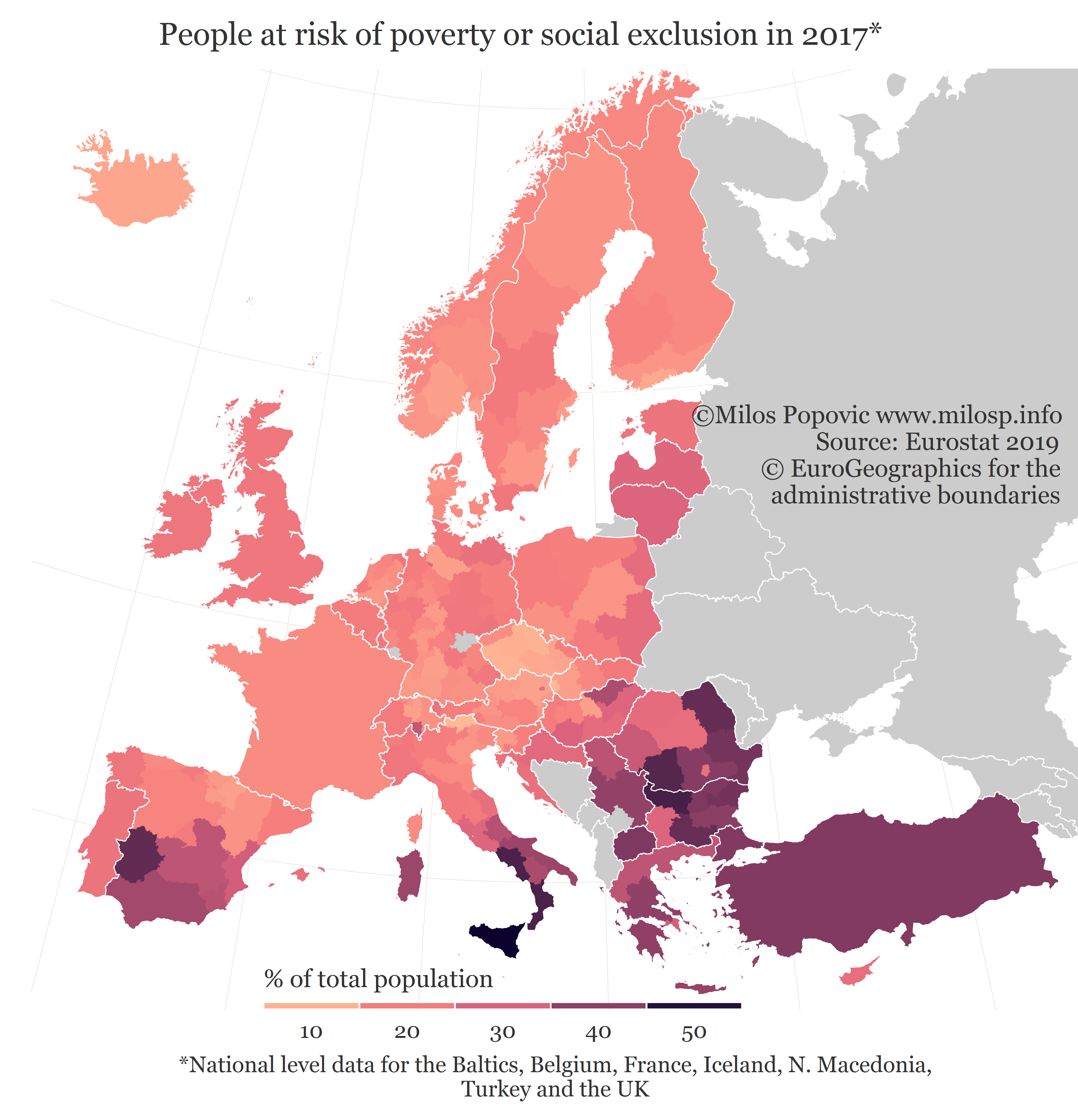 Map Poverty and social exclusion in Europe (see more maps www