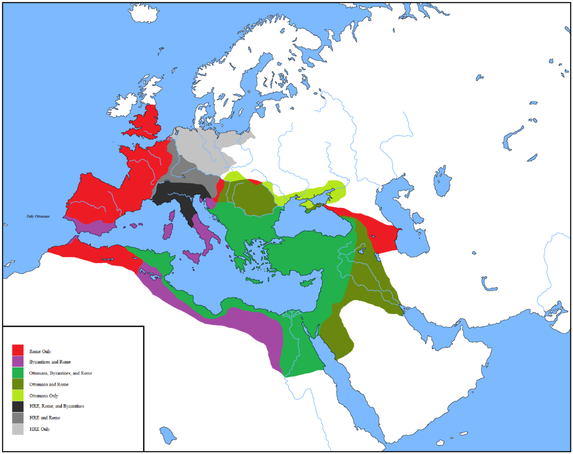 Map : (Rough) Map of Roman, Byzantine, Ottoman, and Holy Roman Empire ...