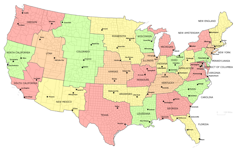 Map The Continental USA If States Reflected Regional Identities 768x491 