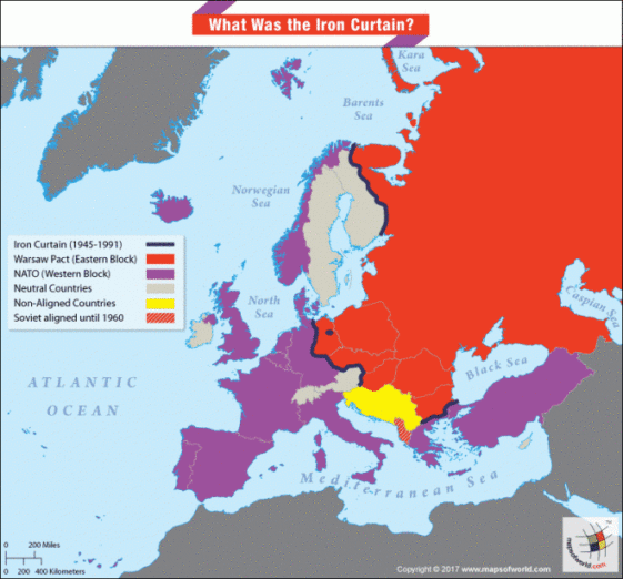 Map : The Iron Curtain 1945 - 1991 - Infographic.tv - Number one ...