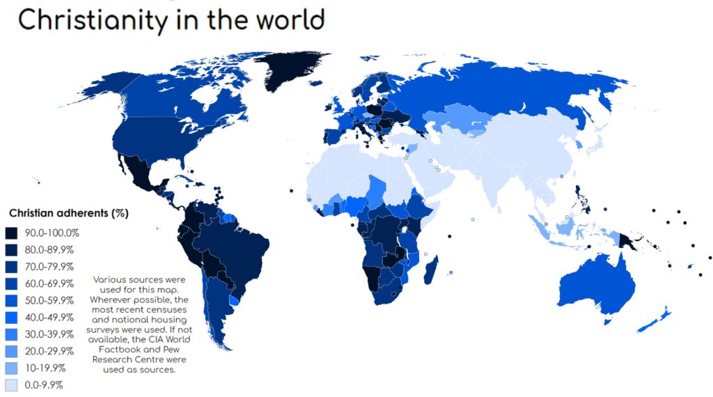 Map Christianity in the world Infographic.tv Number one infographics & data Data
