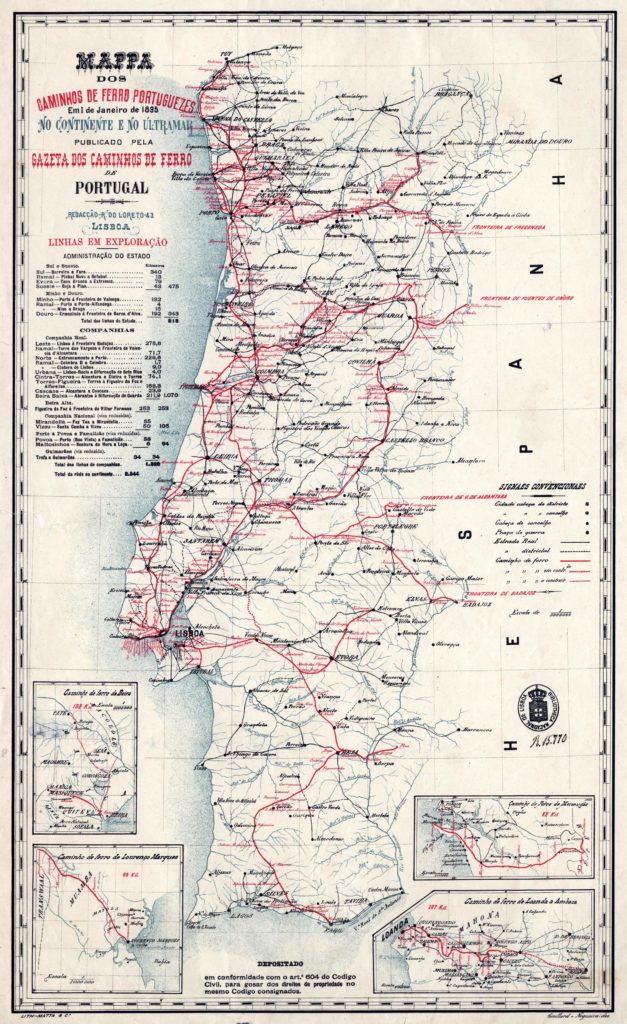 Map : Portuguese railway lines (1895) [2382×3892] - Infographic.tv