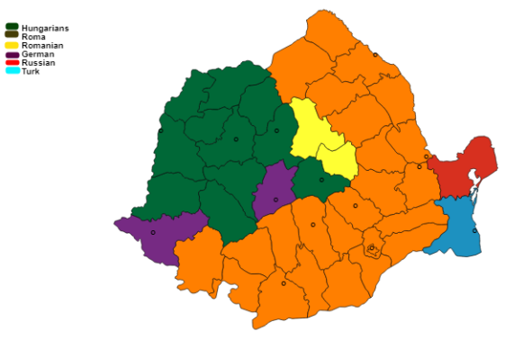 Map Second Biggest Ethnic Group In Each Romanian County 2019   Map Second Biggest Ethnic Group In Each Romanian County 561x378 