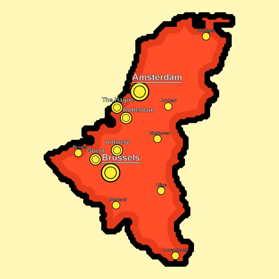 Map Benelux Major Cities Infographic Tv Number One Infographics   Map Benelux Major Cities 1152x1152 