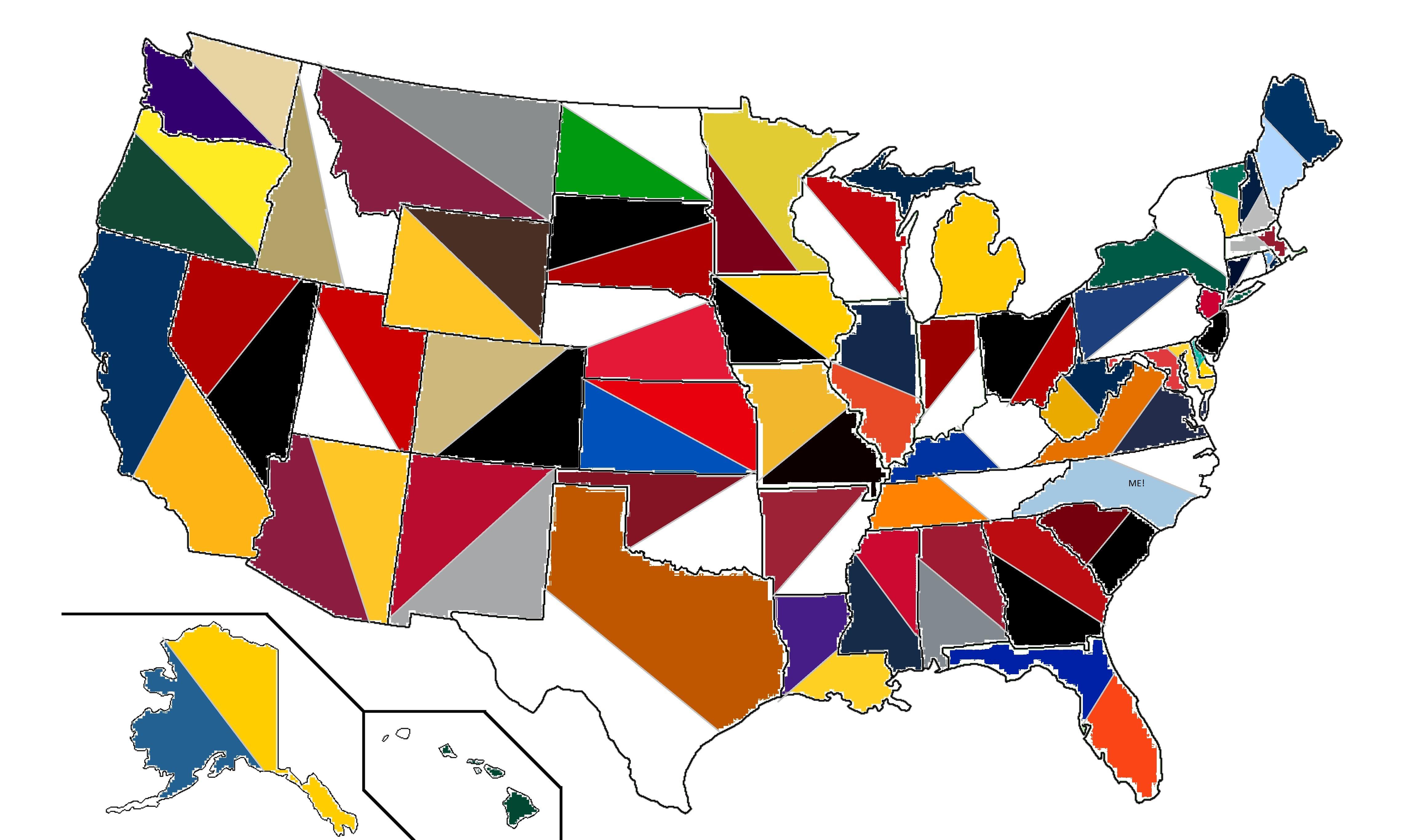 Map The United States As Shown By Flagship University Colors Using Official Rgb Codes 5092