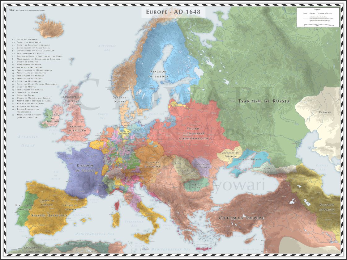 Map : Europe (Detailed) - AD 1648 [6637x4983] [OC] - Infographic.tv