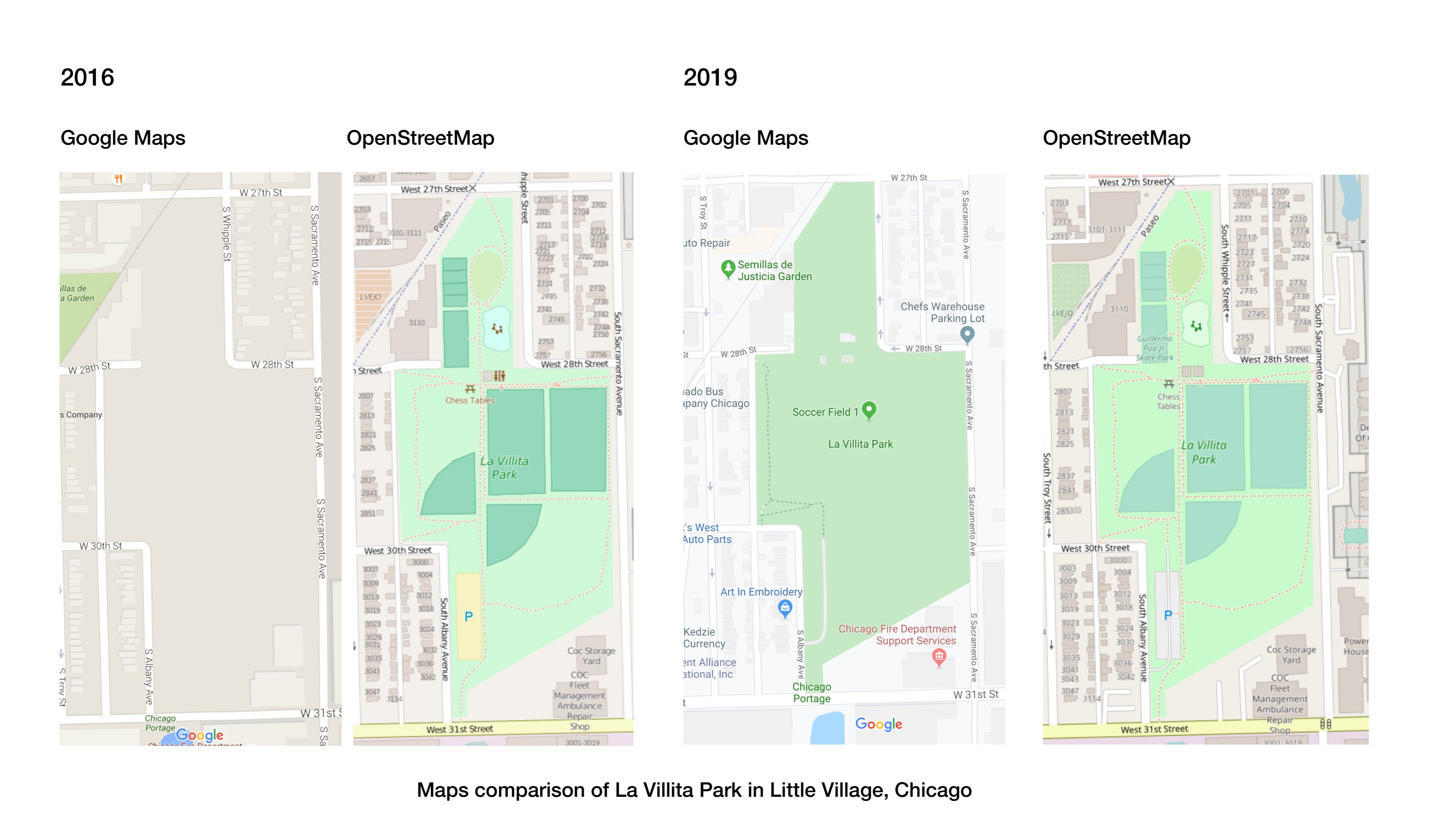 Map : Comparison Of Google Maps (left) Versus OpenStreetMap (right) Of ...