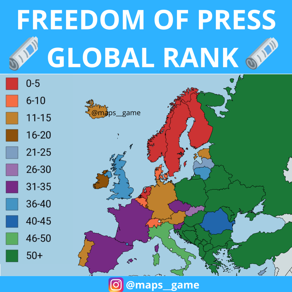 World Rank Map Map : Lower the rank better the freedom given to press. – Infographic ...