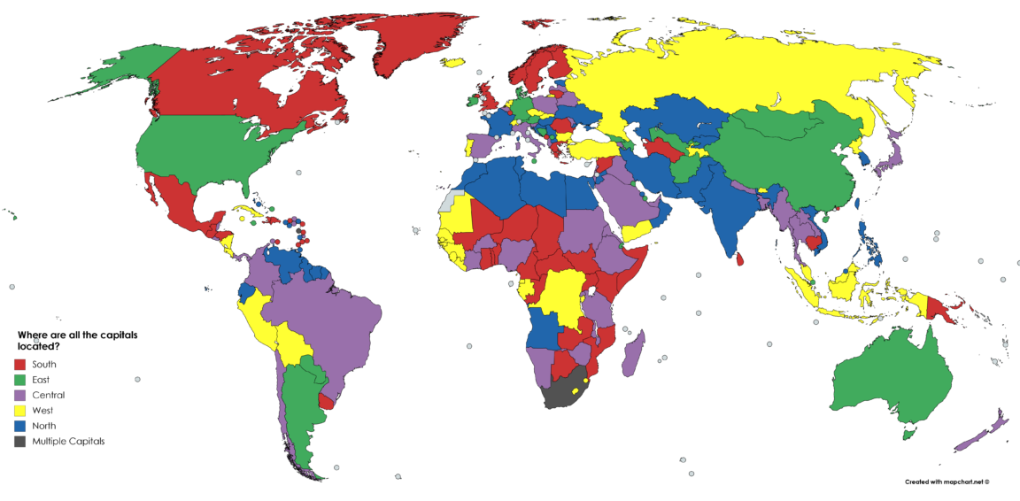 Map : Where are all the capitals located? (made with mapchart ...