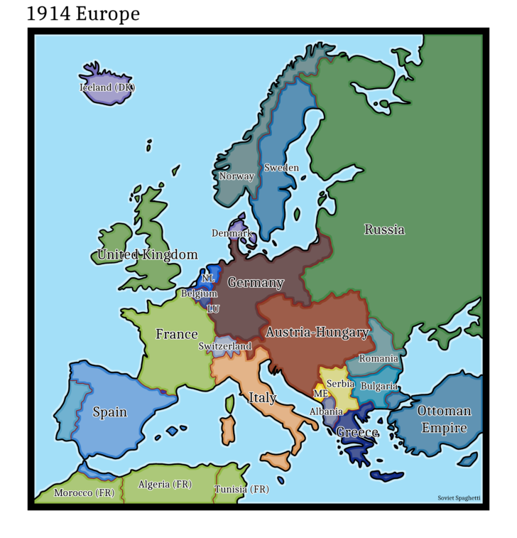 Labeled Map Of Europe 1914 United States Map
