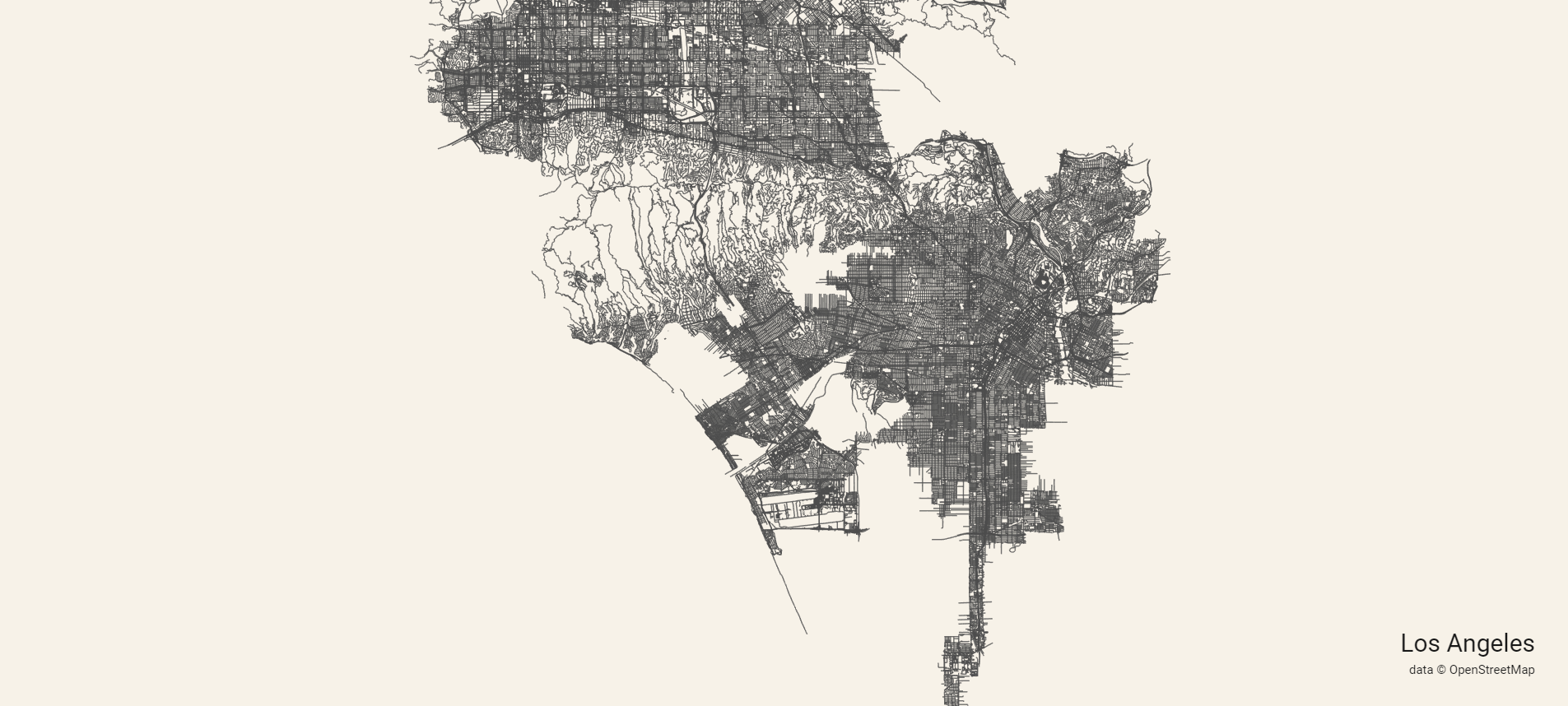 Map City Roads Of Los Angeles Oc Andrei Kashcha S City Roads Tool Will Draw You A Map Of Just The Roads In Any City Around The World Https Anvaka Github Io City Roads Infographic Tv