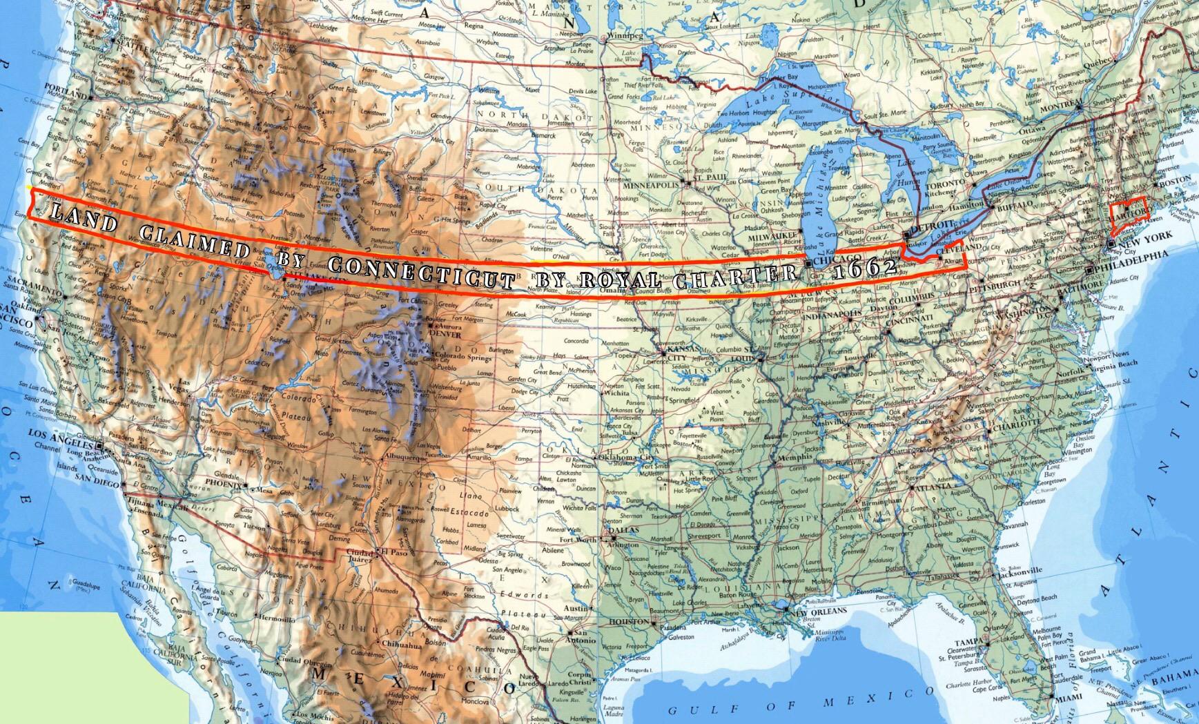 Map : Land Claims by Connecticut by Royal Charter, 1662 - Infographic ...