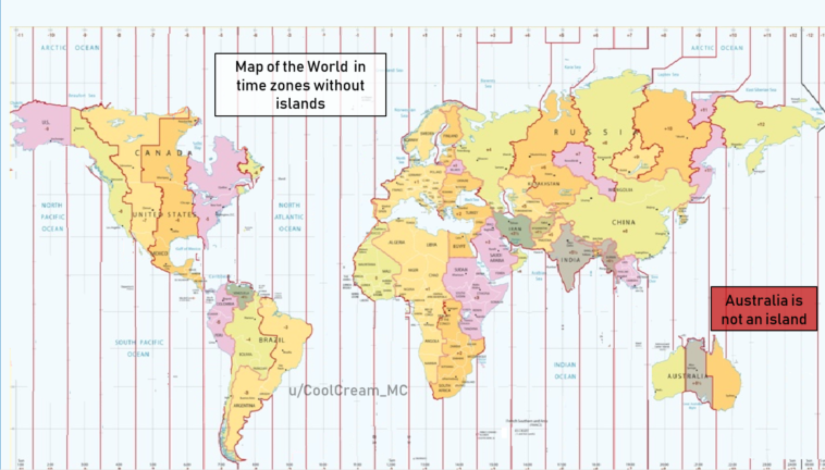 Map : Map with time zones on without any islands - Infographic.tv ...