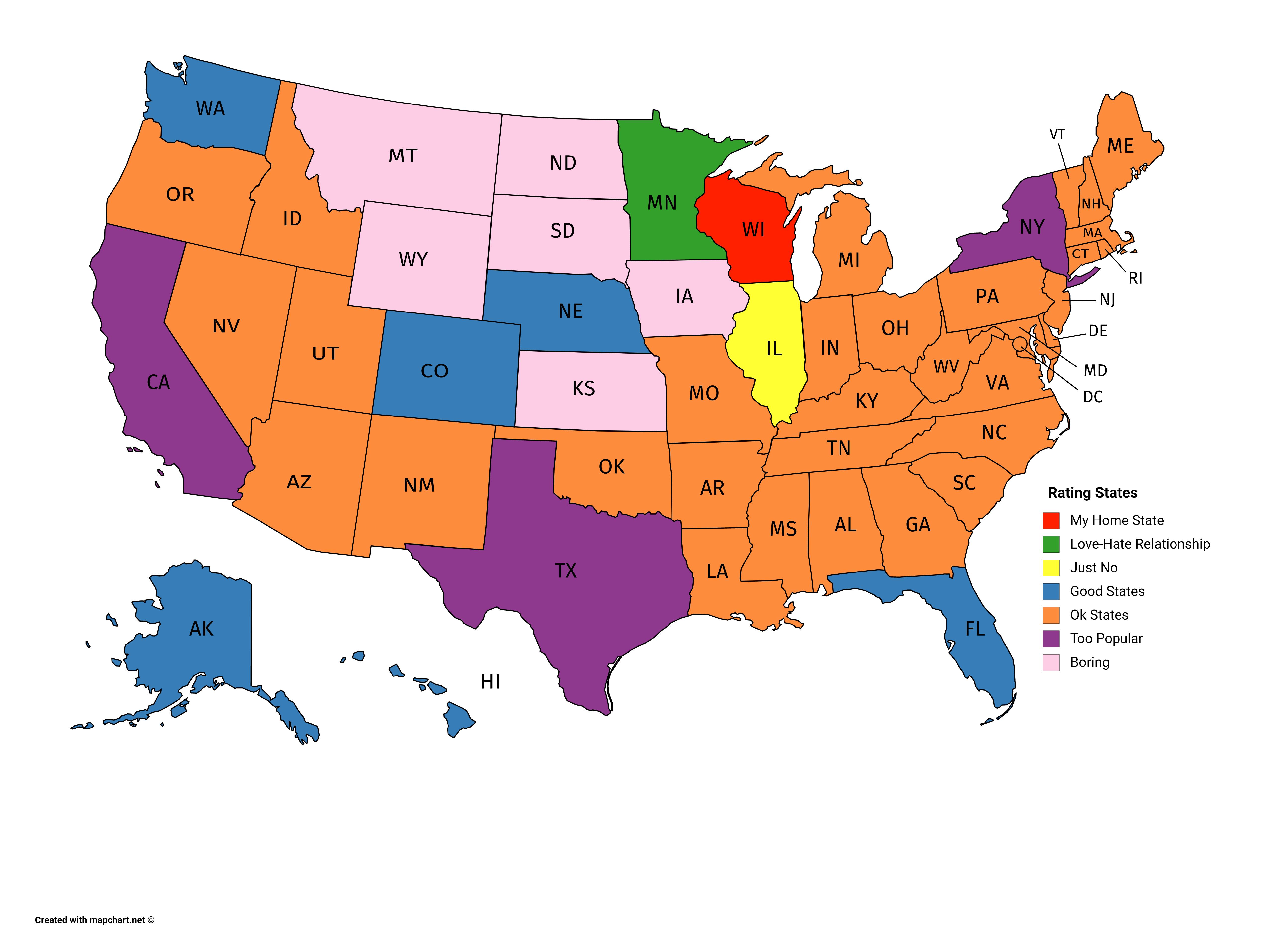Map : A Wisconsin's view on the U.S. states - Infographic.tv - Number