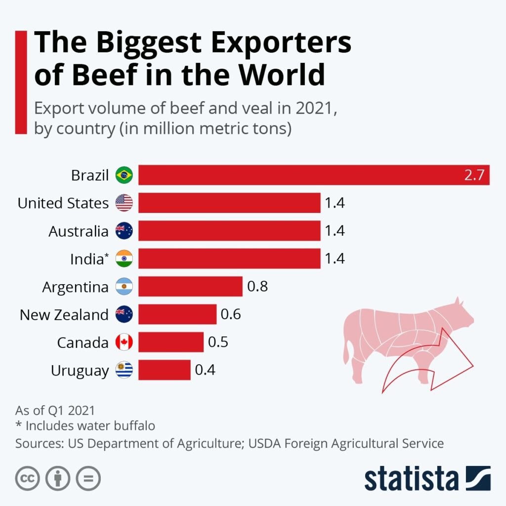 Chart The Biggest Exporters of Beef in the World Infographic.tv