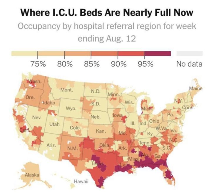 Chart Where I.C.U Beds Are Nearly Full Now Infographic.tv Number